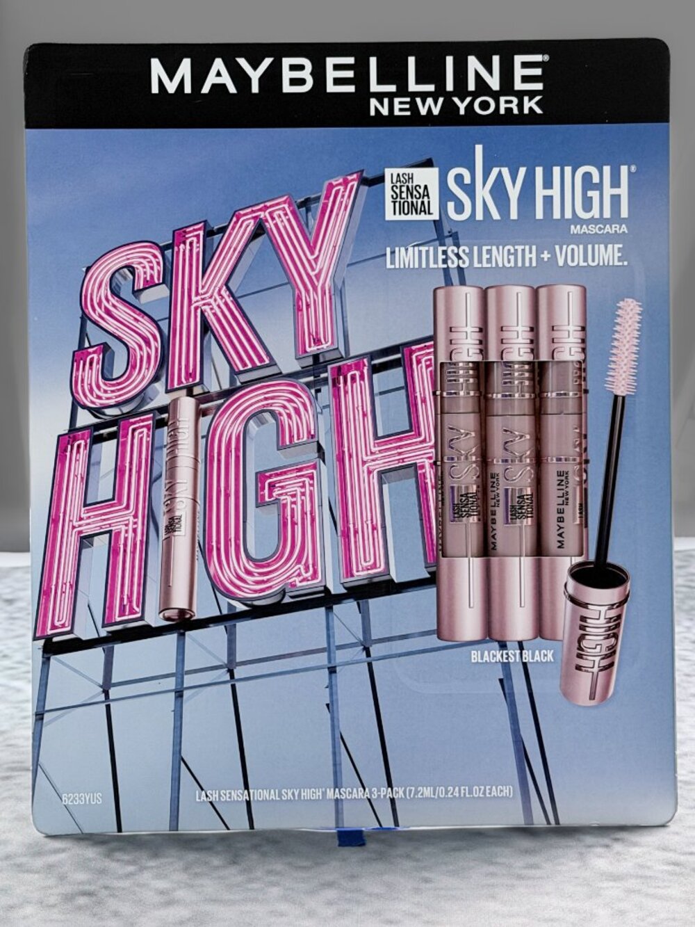 Maybelline Lash Sensational Sky High Mascara 3-Pack Very Black Washable SEALED